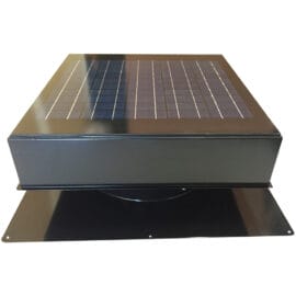 A black Remington Solar attic fan.