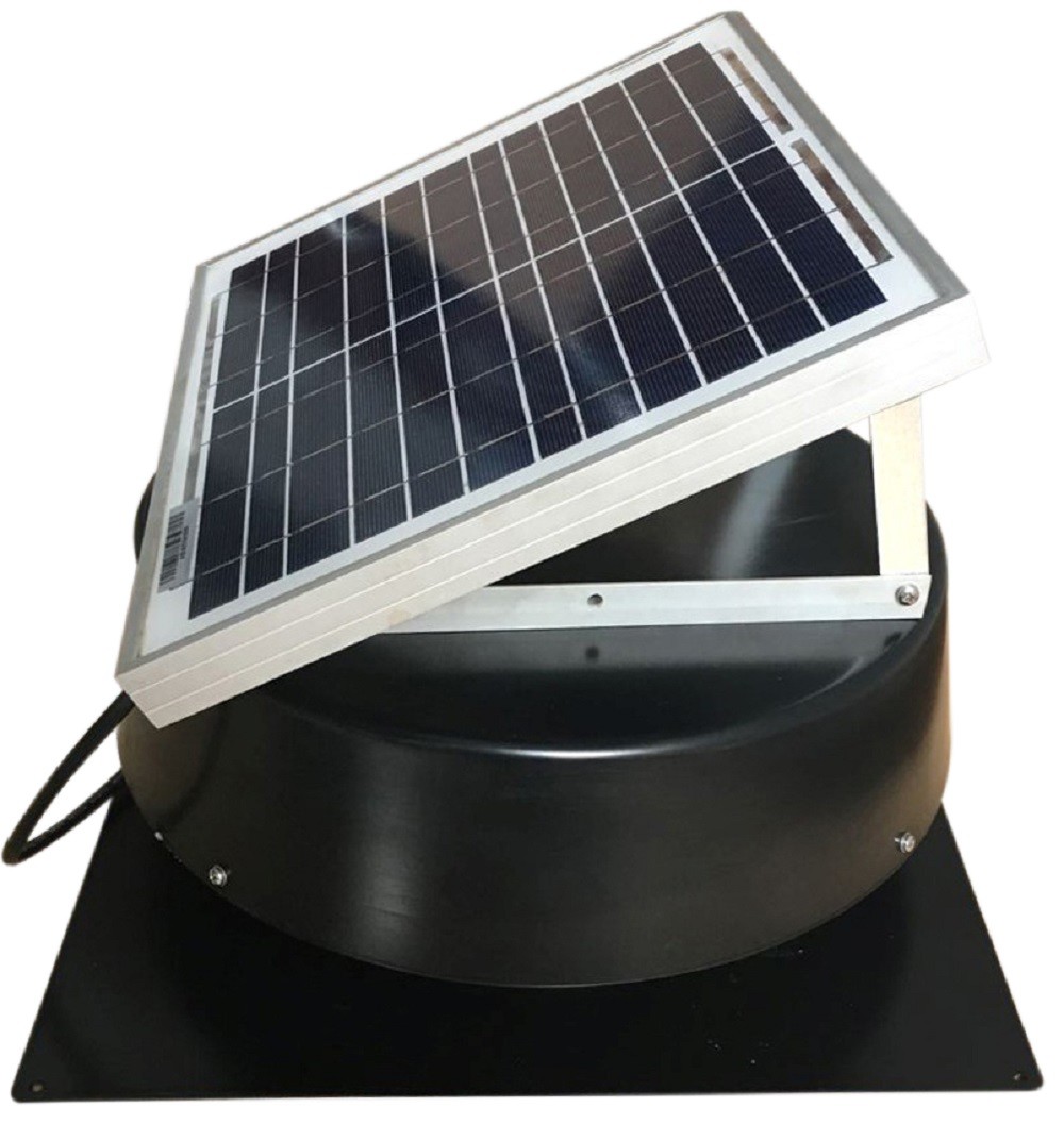660 CFM Black Solar Powered Roof Mount Exhaust Fan