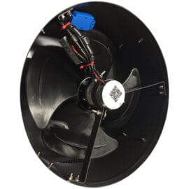 Black fan blades of a Remington Solar attic fan.