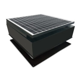 A black Remington Solar attic fan.