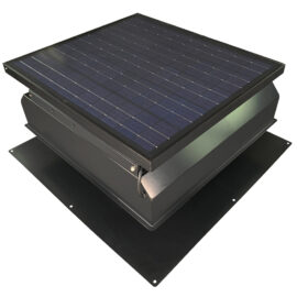 A black Remington Solar attic fan.