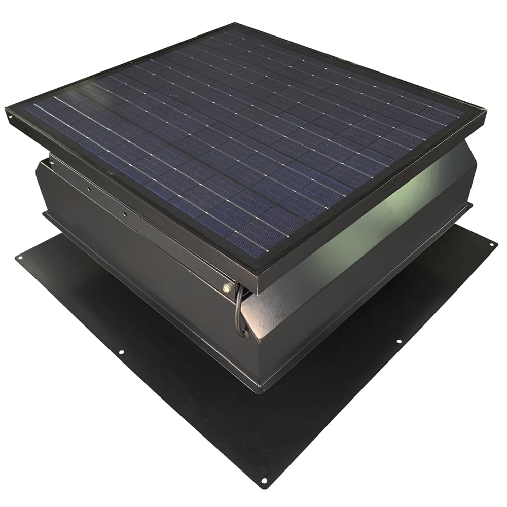 A black Remington Solar attic fan.