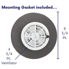 A graphic showing the mounting gasket and its dimensions.
