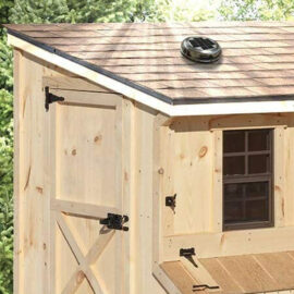 The Dual Function Solar Powered Fan and Vent on the roof of a shed.