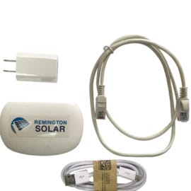 A white thermostat/humidistat for Remington Solar attic fans.